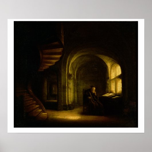 Filosoof met een Open Boek, 1625-7 (olie op ruit) Poster (Voorkant)