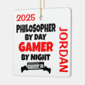 Filosoof speelt graag videogames keramisch ornament (Links)