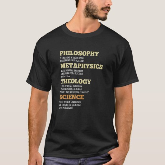 Filosophy Metaphysics Heology Science Black Cat H T-shirt (Voorkant)