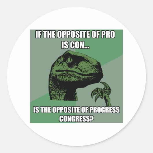 Filosoraptor Progress Vs Congres Ronde Sticker (Voorkant)