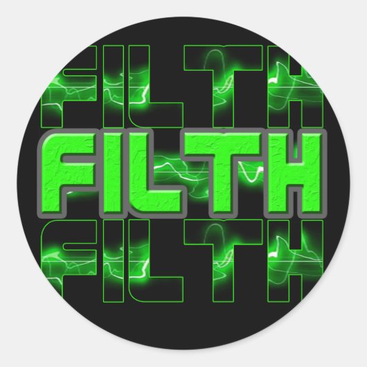 FILTH Music Dubstep Electro Rave Bass DJ FILTH Ronde Sticker (Voorkant)