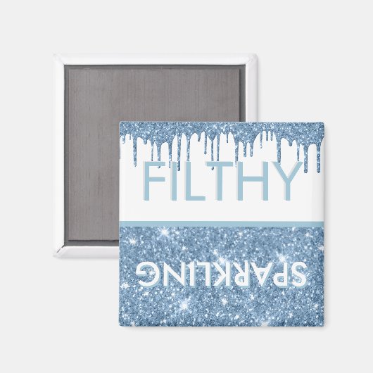 Filthy Sparkling Dripping Blue Glitter Dishwasher Magneet (Voorkant / Achterkant)