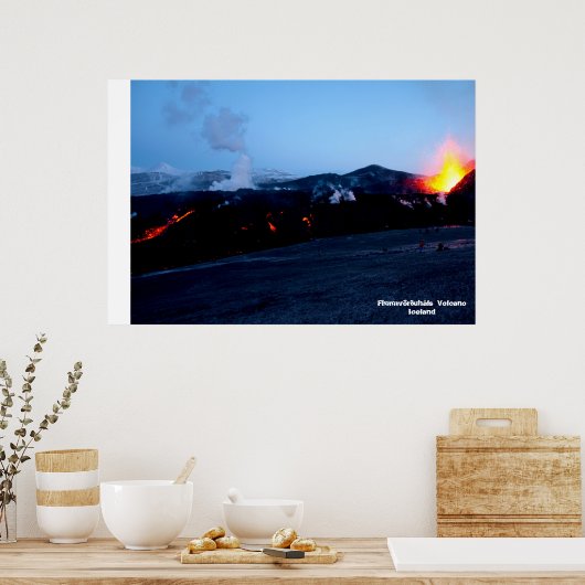 Fimmvörðuháls Volcano in IJsland Poster (Keuken)