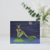 Fin Dipping Mermaid op Turtle Back Briefkaart (Staand voorkant)