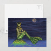 Fin Dipping Mermaid op Turtle Back Briefkaart (Voorkant / Achterkant)