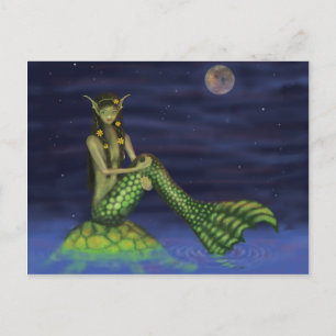 Fin Dipping Mermaid op Turtle Back Briefkaart