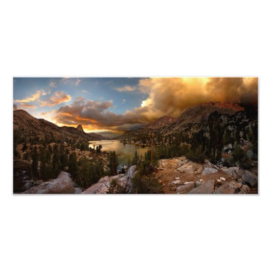 Fin Dome Middle Rae Lake Sunset - John Muir Trail Foto Afdruk (Voorkant)