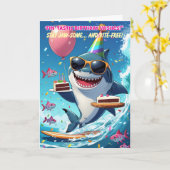 FIN-tastic Funny Shark Verjaardag Groeten Kaart (Gele Bloem)