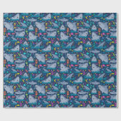 Fin-tastic haai verjaardagsfeestje Kinder onder he Cadeaupapier (Vlak)