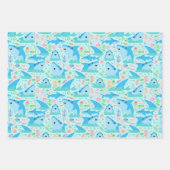 Fin-tastic haai verjaardagsfeestje Kinder onder he Inpakpapier Vel (Voorkant 2)