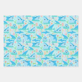 Fin-tastic haai verjaardagsfeestje Kinder onder he Inpakpapier Vel (Voorkant)