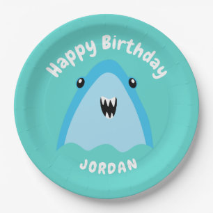 Fin-tastic haai verjaardagsfeestje Kinder onder he Papieren Bordje