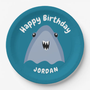 Fin-tastic haai verjaardagsfeestje Kinder onder he Papieren Bordje