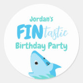 Fin-tastic haai verjaardagsfeestje Kinder onder he Ronde Sticker (Voorkant)