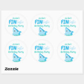 Fin-tastic haai verjaardagsfeestje Kinder onder he Ronde Sticker (Vel)