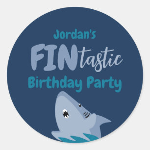 Fin-tastic haai verjaardagsfeestje Kinder onder he Ronde Sticker