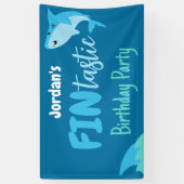 Fin-tastic haai verjaardagsfeestje Kinder onder he Spandoek (Verticaal)