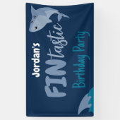 Fin-tastic haai verjaardagsfeestje Kinder onder he Spandoek (Verticaal)