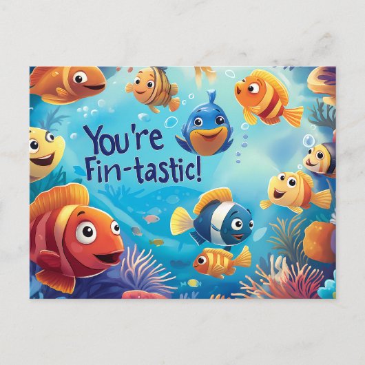 Fin-tastic Kind Vriendelijke Valentijnsdag Feestdagenkaart (Voorkant)