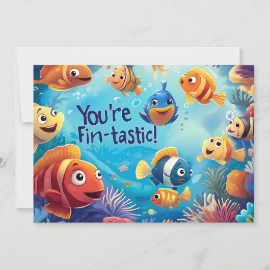 Fin-tastic Kind Vriendelijke Valentijnsdag Feestdagenkaart (Voorkant)