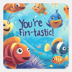 Fin-tastic Kind Vriendelijke Valentijnsdag Vierkante Sticker