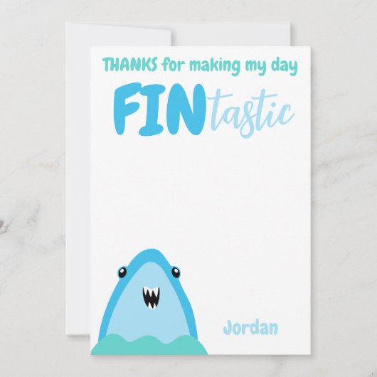Fin-tastic Shark Bedankt Kinder onder het Zee Kaart (Voorkant)