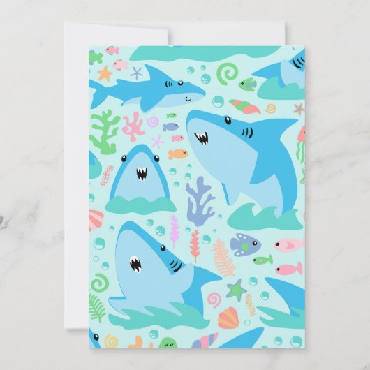 Fin-tastic Shark Bedankt Kinder onder het Zee Kaart (Achterkant)