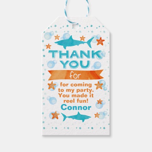 Fin-tastic Shark Birthday Favor Label Cadeaulabel (Voorkant)
