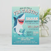 Fin-tastic Shark Birthday Jawsome 4e verjaardag Kaart (Staand voorkant)