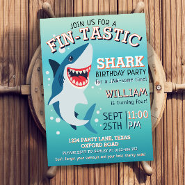 Fin-tastic Shark Birthday Jawsome 4e verjaardag Kaart
