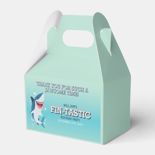 Fin-tastic Shark Jawsome Verjaardag Bedankdoosjes (Voorkant Zijde)