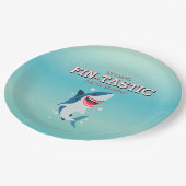 Fin-tastic Shark Ocean Verjaardag Papieren Bordje (Gekanteld)