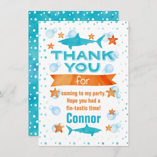 Fin-tastic Shark Verjaardag Bedankt Card (Voorkant / Achterkant)