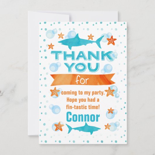 Fin-tastic Shark Verjaardag Bedankt Card (Voorkant)