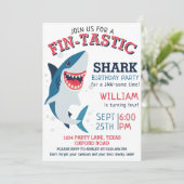 Fin-tastic Smiling Shark Kids Verjaardag Kaart (Staand voorkant)