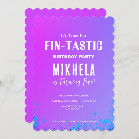 Fin-tastic Zeemeermin Thema Achtergrond Verjaardag Kaart (Voorkant / Achterkant)