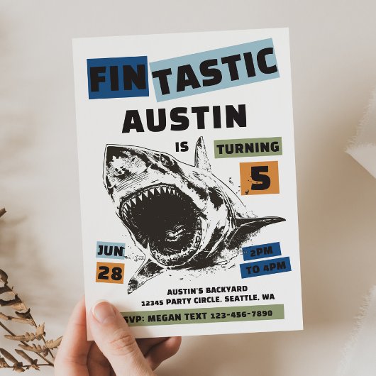 Fin-Tastische Haifisch Verjaardagsuitnodiging Kaart