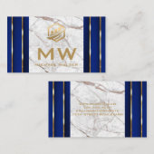 Fin Tech-pictogram | Witte marmer | Goud Blauwe De Visitekaartje (Voorkant / Achterkant)