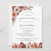 Fina Invitación Con Flores En Rosa De Quinceañera Kaart (Voorkant)