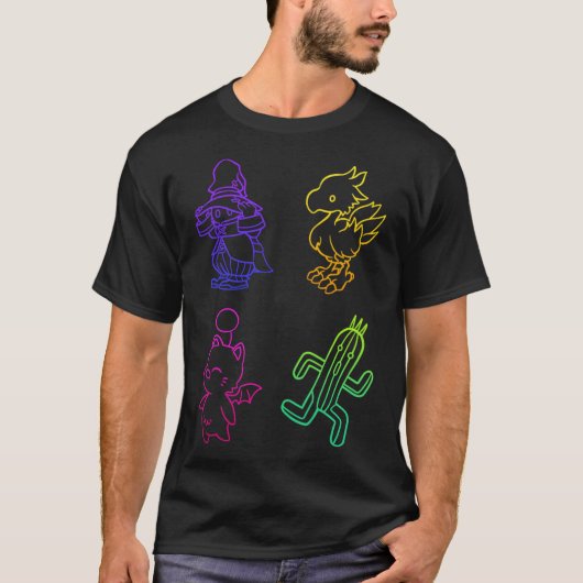 Final Fantasy Overzichten retro T-shirt (Voorkant)