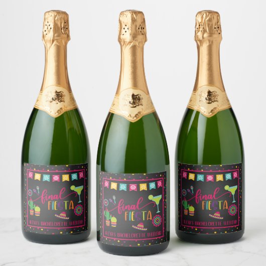 Final Fiesta Bachelorette Party Sparkling Wijnetiket (Flessen)
