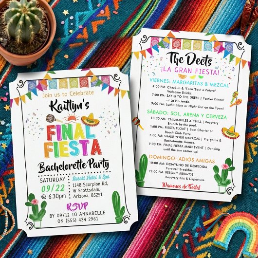 Final Fiesta Bachelorette Weekend Party Itinerary Kaart