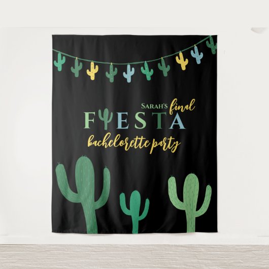 Final Fiesta Cactus Bachelorette Foto Achtergrond Wandkleed (Voorkant)