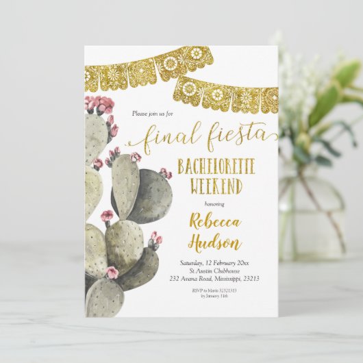 Final Fiesta Cactus Bachelorette Weekend Kaart (Staand voorkant)
