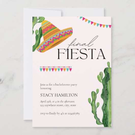 Final Fiesta Mexican Bachelorette Party Kaart (Voorkant)