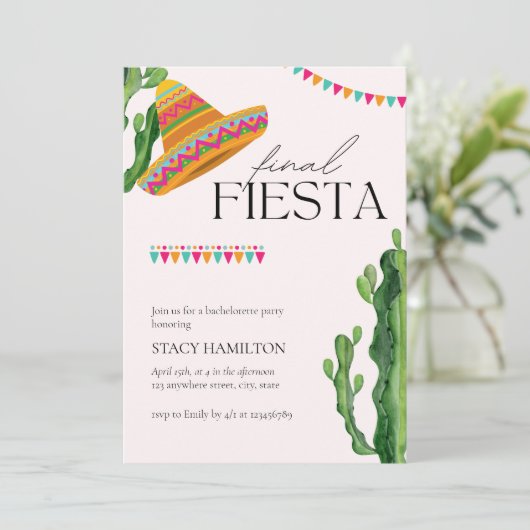 Final Fiesta Mexican Bachelorette Party Kaart (Staand voorkant)