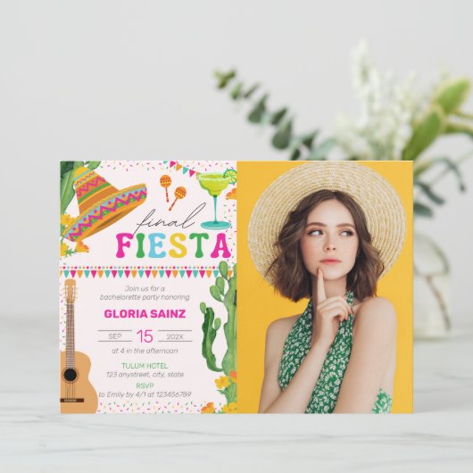 Final Fiesta Photo Bachelorette Party Kaart (Staand voorkant)