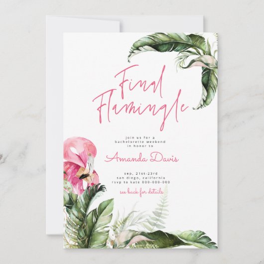 Final Flamingle Bachelorette Weekend Flamingo Kaart (Voorkant)