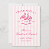 Final Flamingle Roze Gestreepte Bachelorette Kaart (Voorkant)
