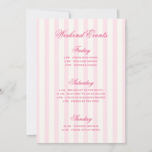 Final Flamingle Roze Gestreepte Bachelorette Kaart (Achterkant)